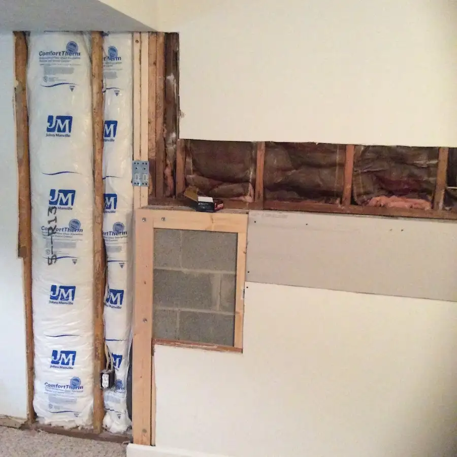 Wall insulation replacement during Basement Flood Cleanup in Worcester